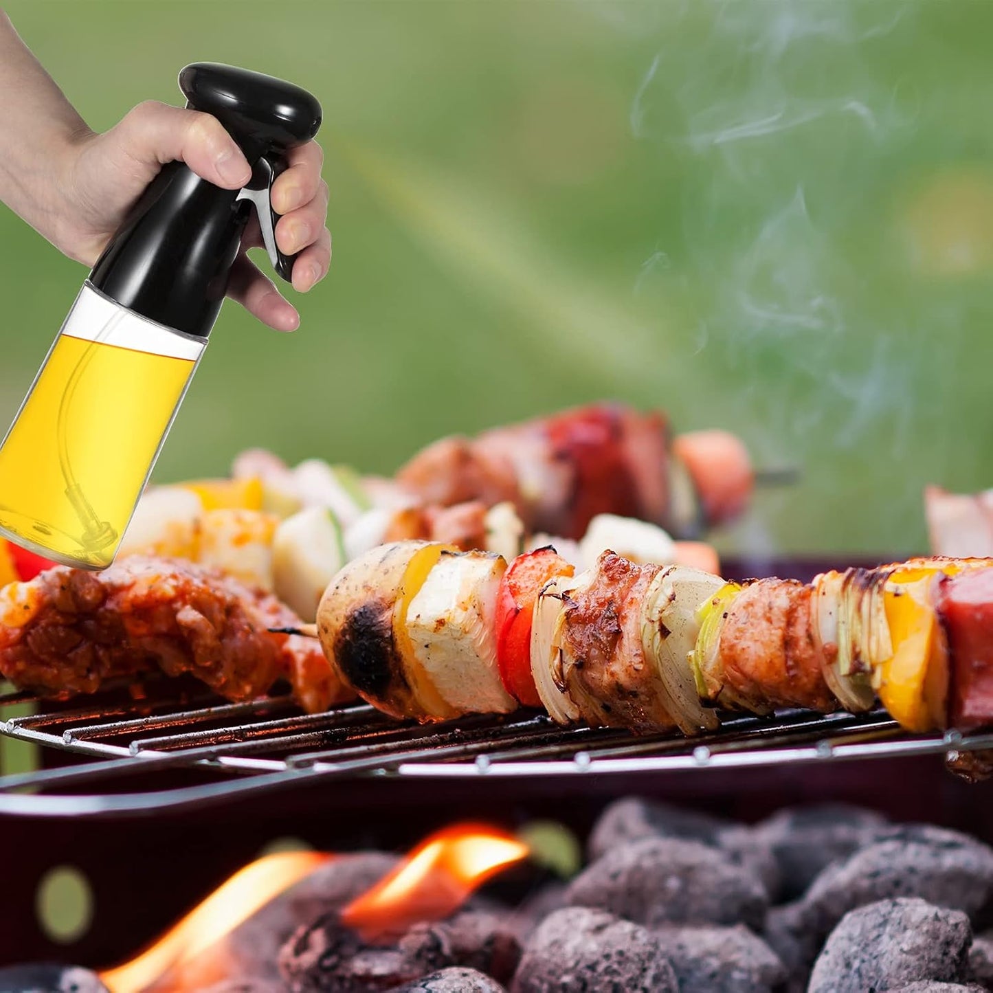 Oil Sprayer for Cooking,2Pack Set Oil Spray Bottle 210ML Olive Oil Sprayer Mister for Cooking, Salad, BBQ, Backing, Roasting, Frying, Kitchen (Black&White)