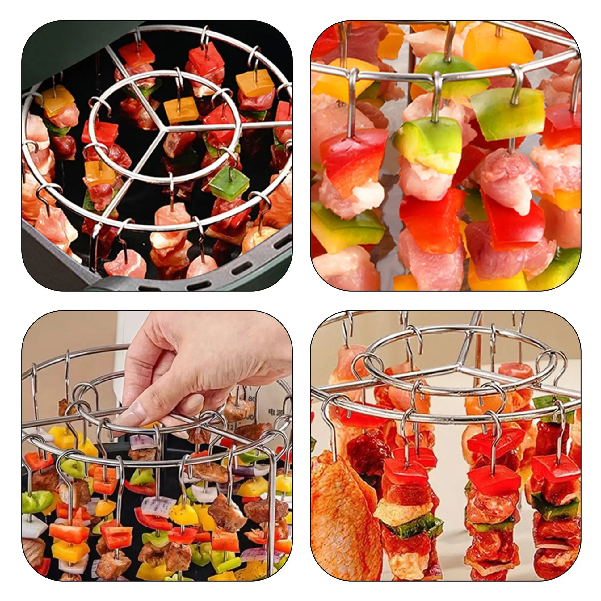 Air fryer skewer rack features