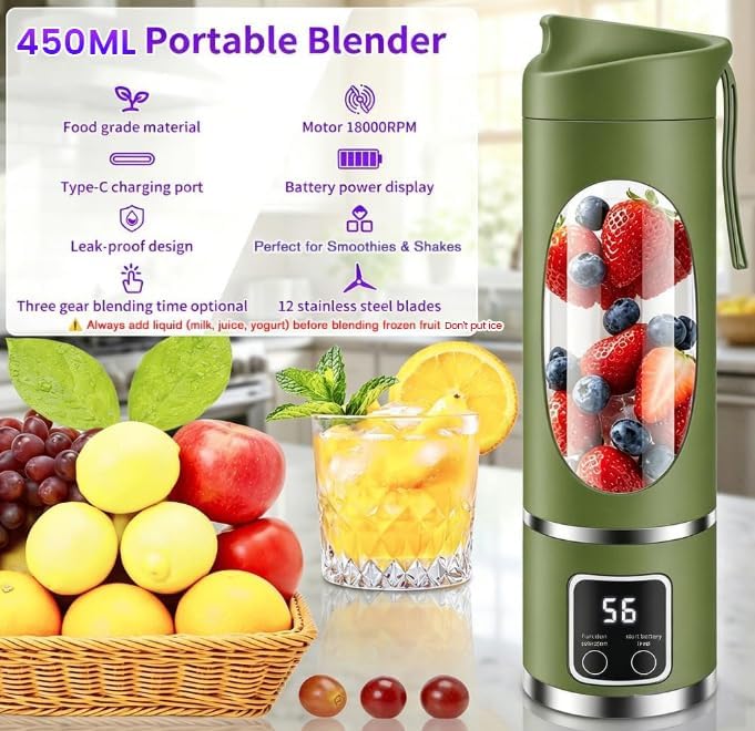 Portable blender LED display