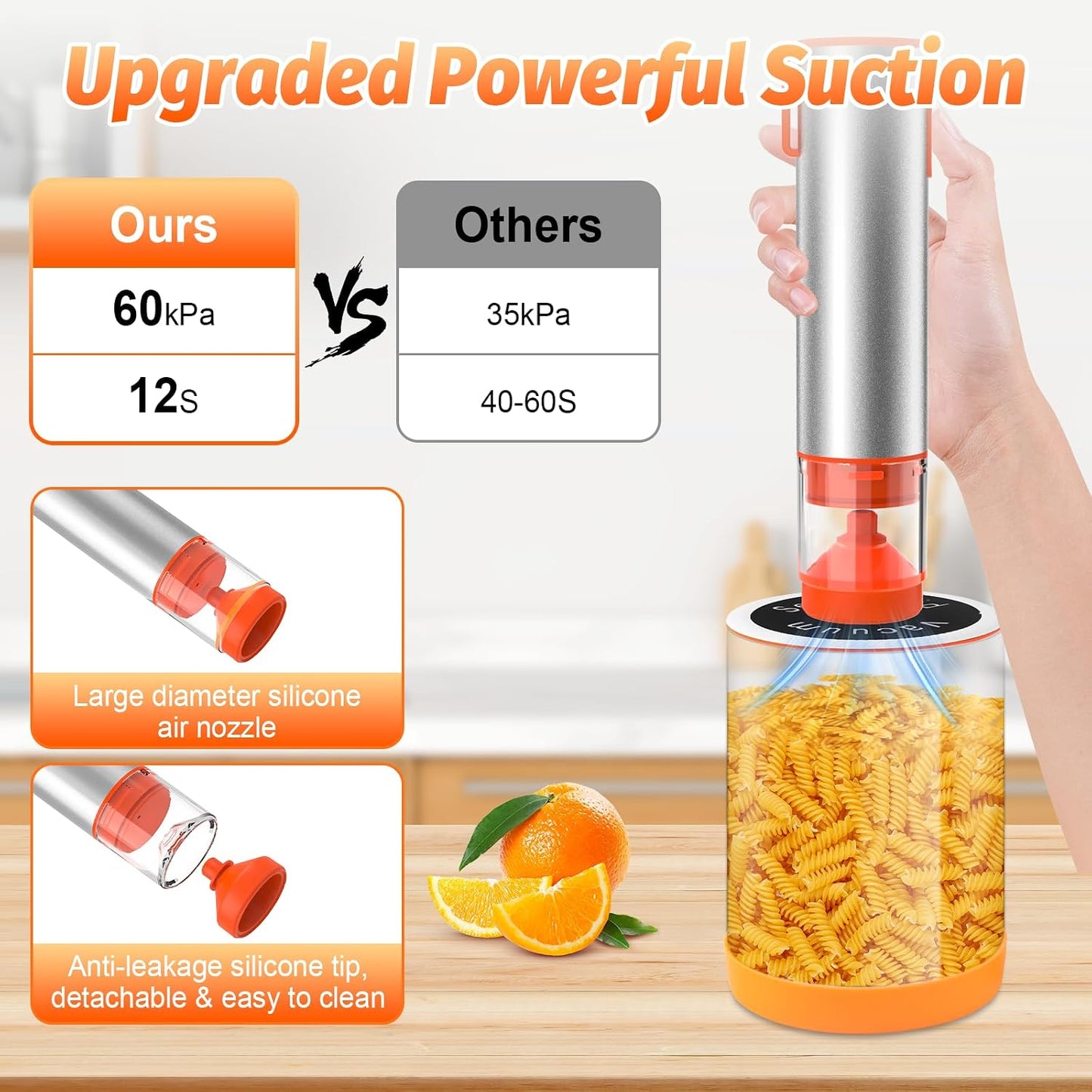 Handheld Vacuum Sealer with 60kPa Suction - Utiliam