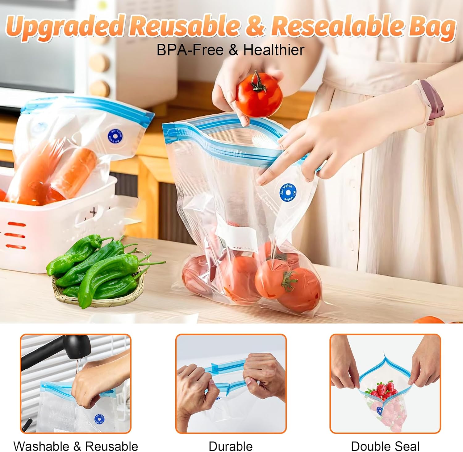 Reusable BPA-free vacuum bags - Utiliam