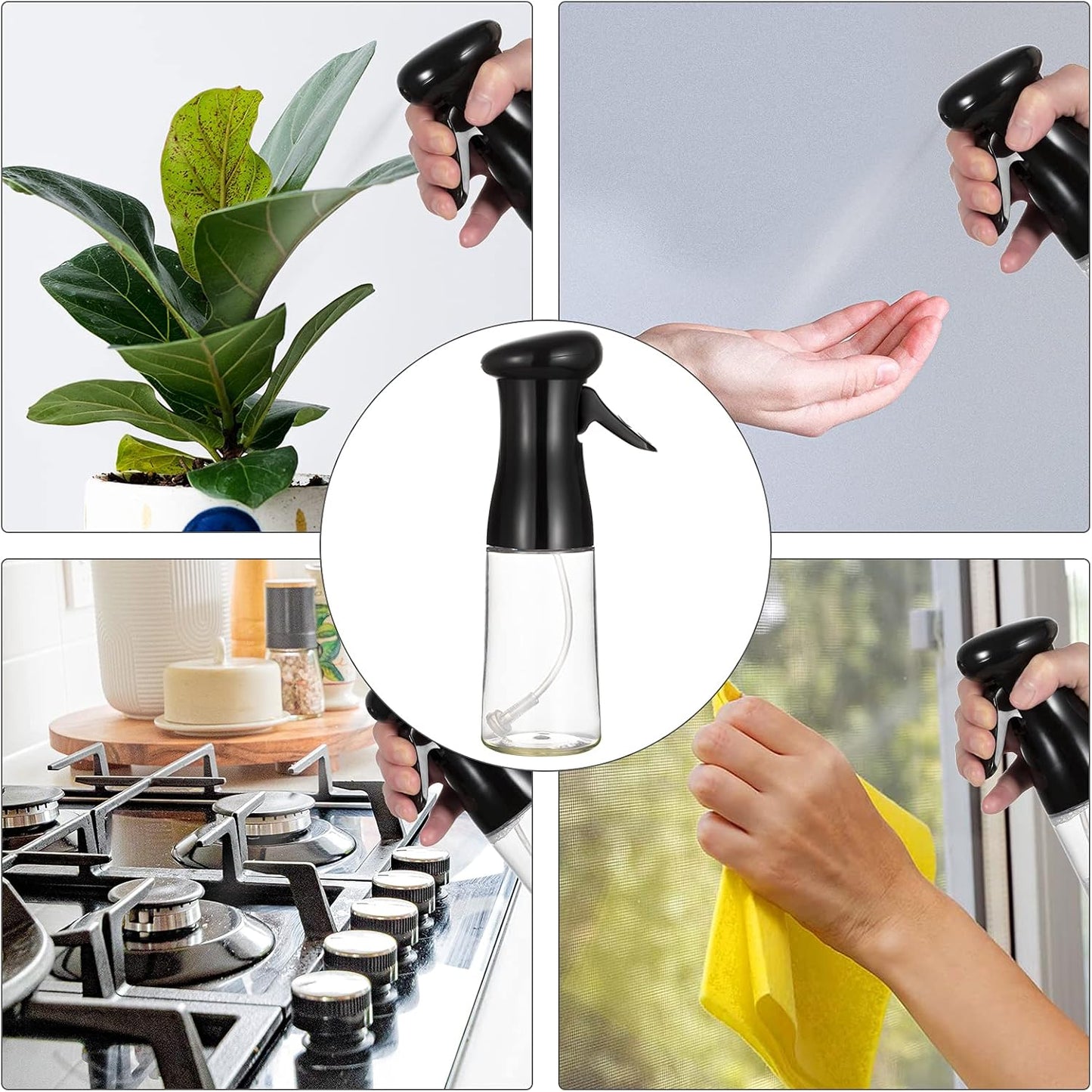 Oil Sprayer for Cooking,2Pack Set Oil Spray Bottle 210ML Olive Oil Sprayer Mister for Cooking, Salad, BBQ, Backing, Roasting, Frying, Kitchen (Black&White)